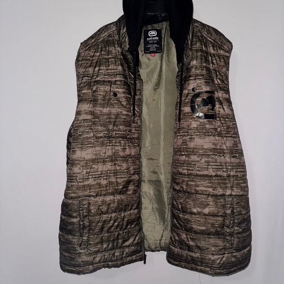 Ecko Unlimited Other - Ecko Unltd Men Hooded Puffer Vest Jacket Camo Full Zip Up Sleeveless 4XL Green